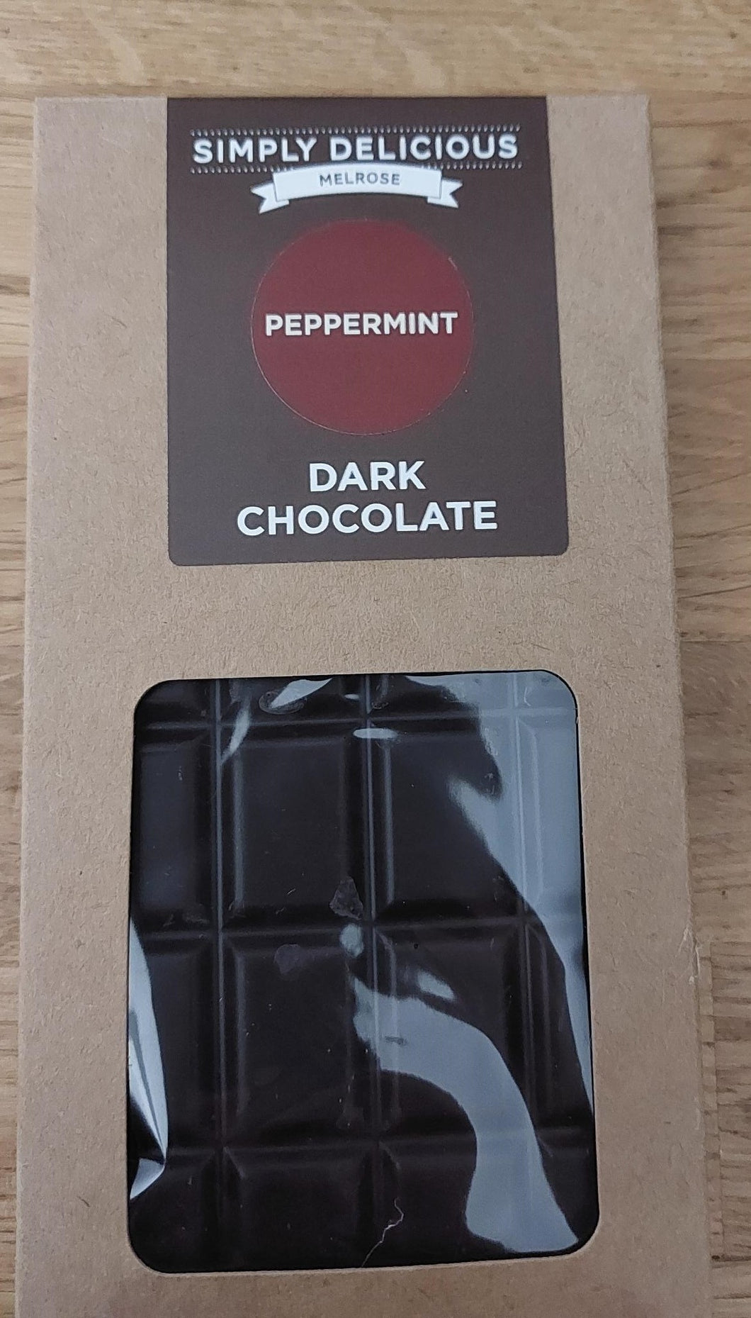 Dark chocolate bar with peppermint
