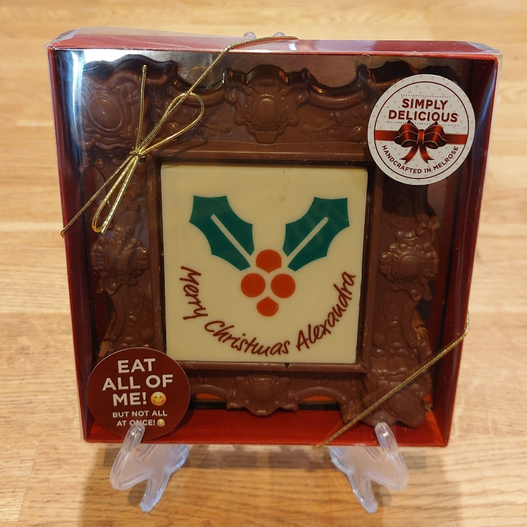 Christmas Chocolate Frame with a personalised Festive Greeting