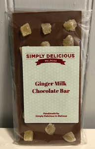 Milk Chocolate Bar with Ginger Chunks (100g)
